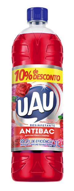 Desinfetante Uau Antibac Flores e Frutas Vermelhas 1L 10% Desconto